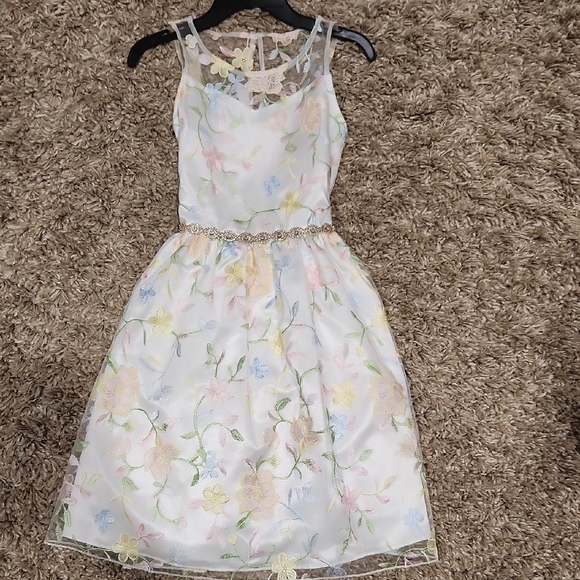 Rare Editions Floral Embroidered Kids Dress - Picture 1 of 4
